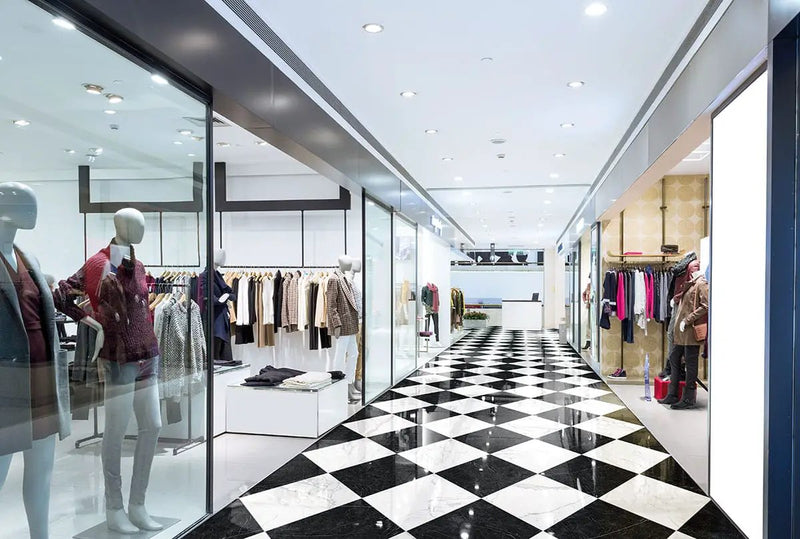 Regallo Calacatta Isla Polished Marble Look Porcelain Tiles 24x24 in a finished room
