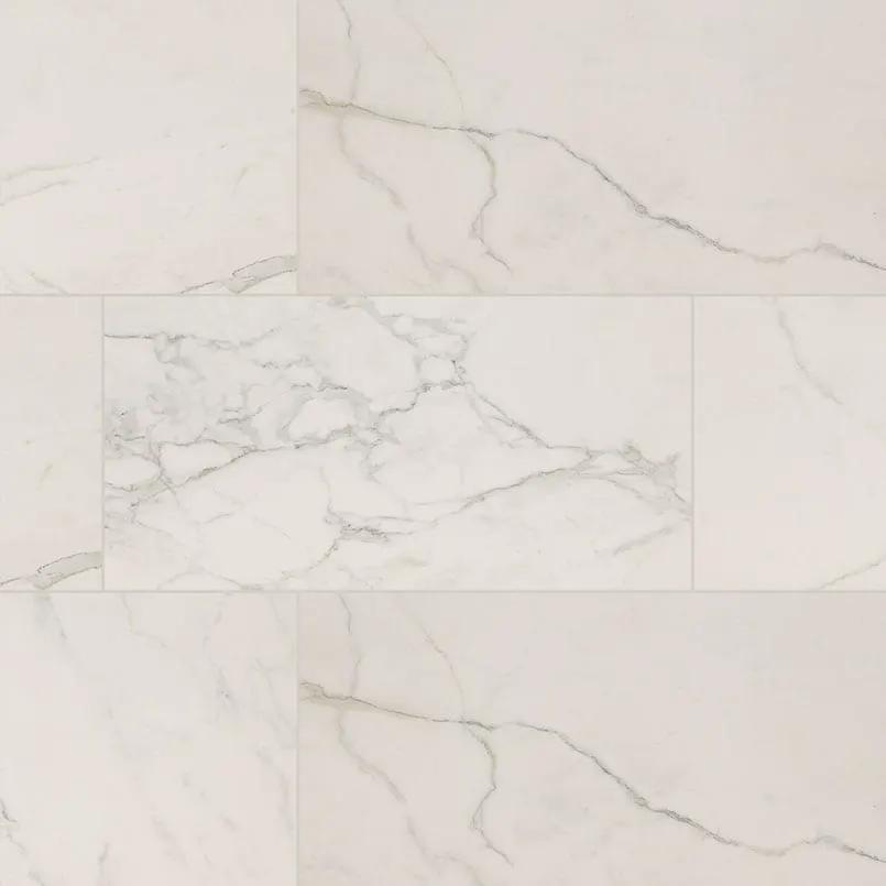 Regallo Calacatta Isla Polished Marble Look Porcelain Tiles 24x48 close up