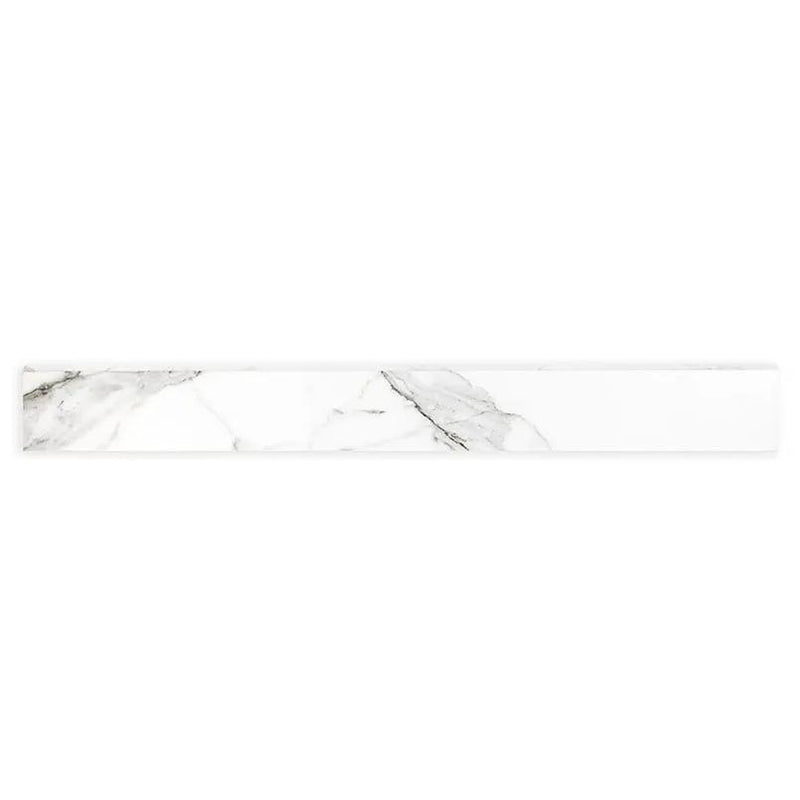 Regallo Calacatta Isla Polished Marble Look Porcelain Moldings 3x24 close up