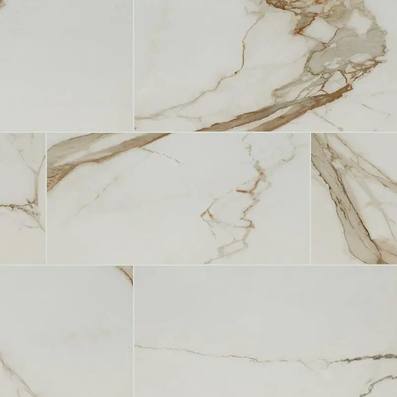 Regallo Calacatta Marbella Matte Marble Look Porcelain Tiles 12x24 close up