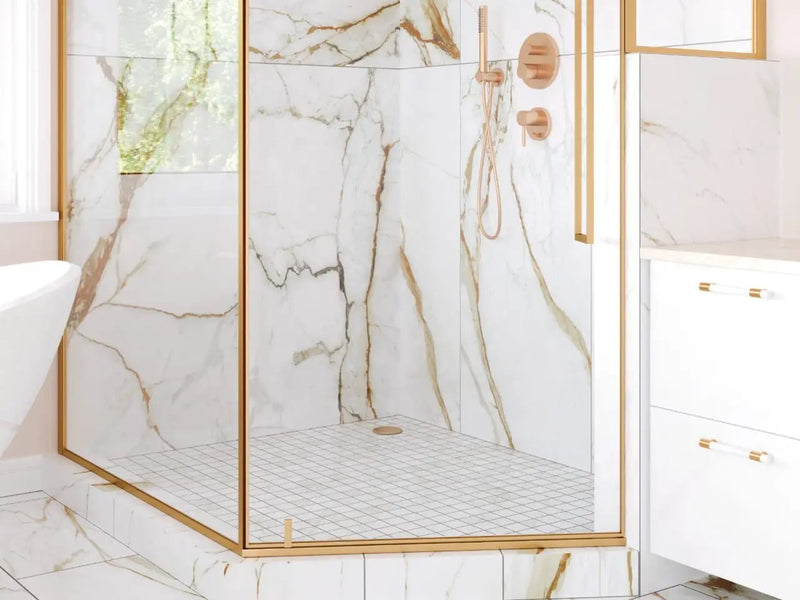 Regallo Calacatta Marbella Matte Marble Look Porcelain Tiles 24x48 in a finished room