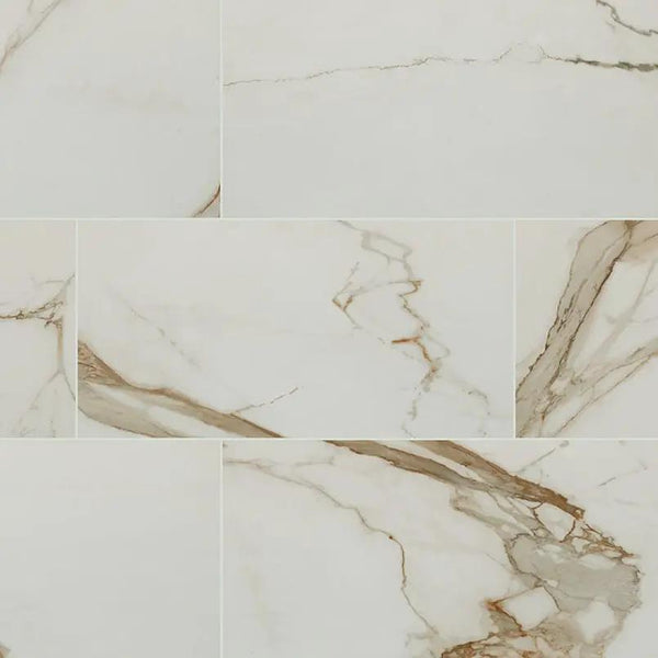 Regallo Calacatta Marbella Polished Marble Look Porcelain Tiles 12x24