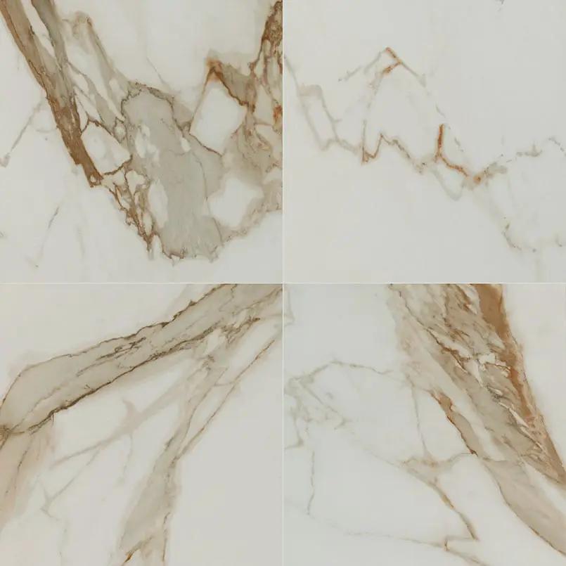 Regallo Calacatta Marbella Polished Marble Look Porcelain Tiles 24x24 close up