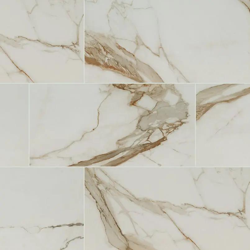 Regallo Calacatta Marbella Matte Marble Look Porcelain Tiles 24x48 close up