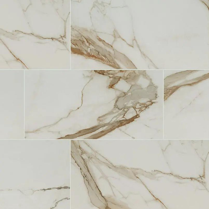 Regallo Calacatta Marbella Matte Marble Look Porcelain Tiles 24x48 close up