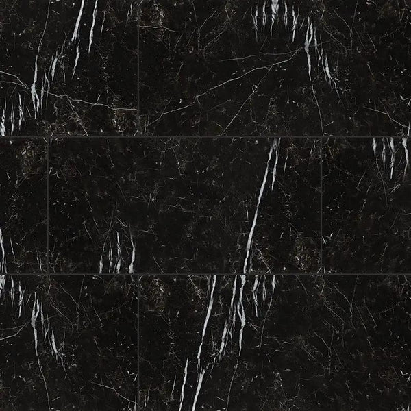Regallo Marquina Noir Polished Marble Look Porcelain Tiles 12x24