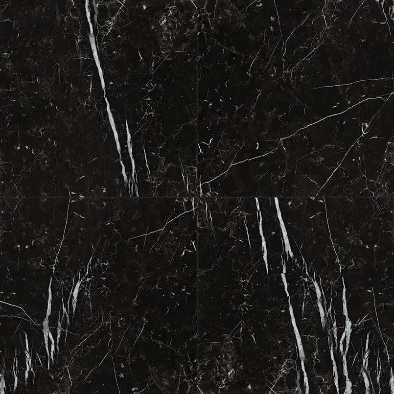 Regallo Marquina Noir Matte Marble Look Porcelain Tiles 24x24 close up