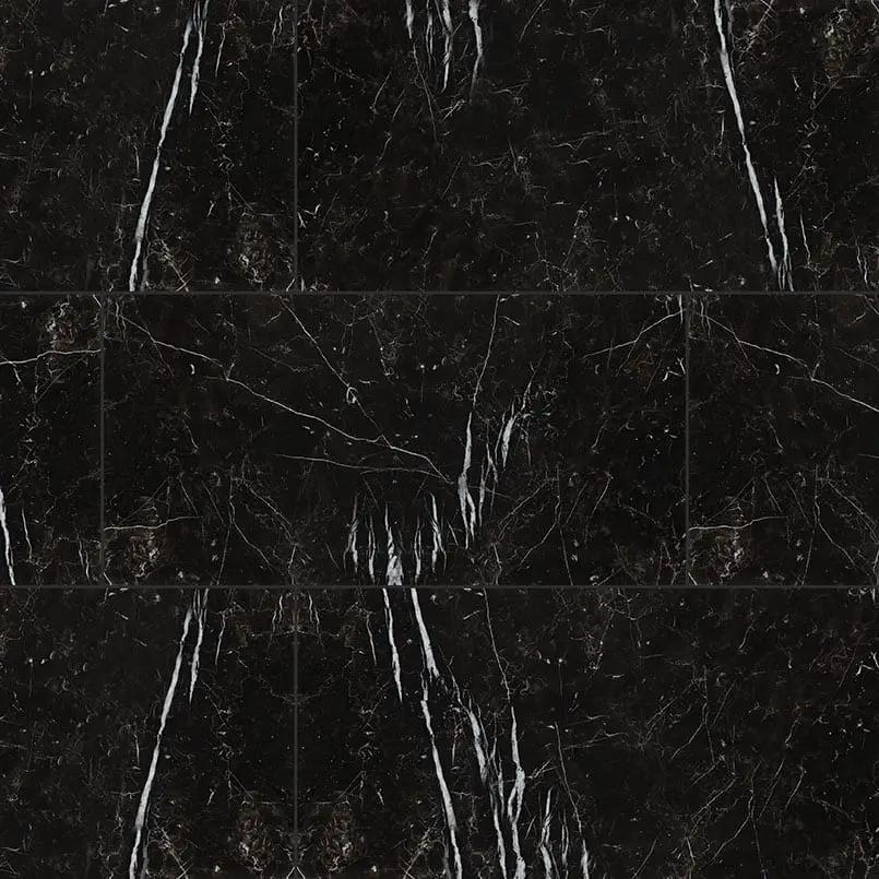 Regallo Marquina Noir Matte Marble Look Porcelain Tiles 24x48 close up