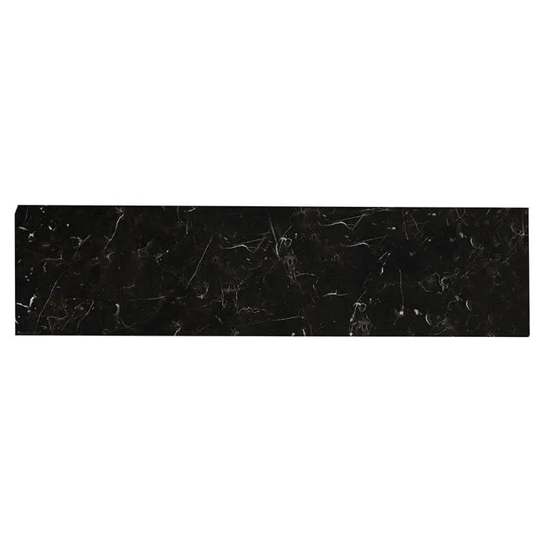 Regallo Marquina Noir Matte Bullnose Marble Look Porcelain Moldings 3x24 close up