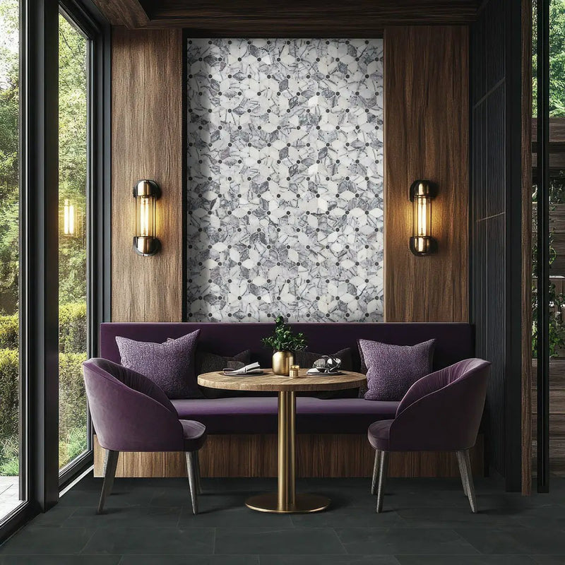 Regallo Midnight Agate Polished Porcelain Tiles 24x48 in a finished room
