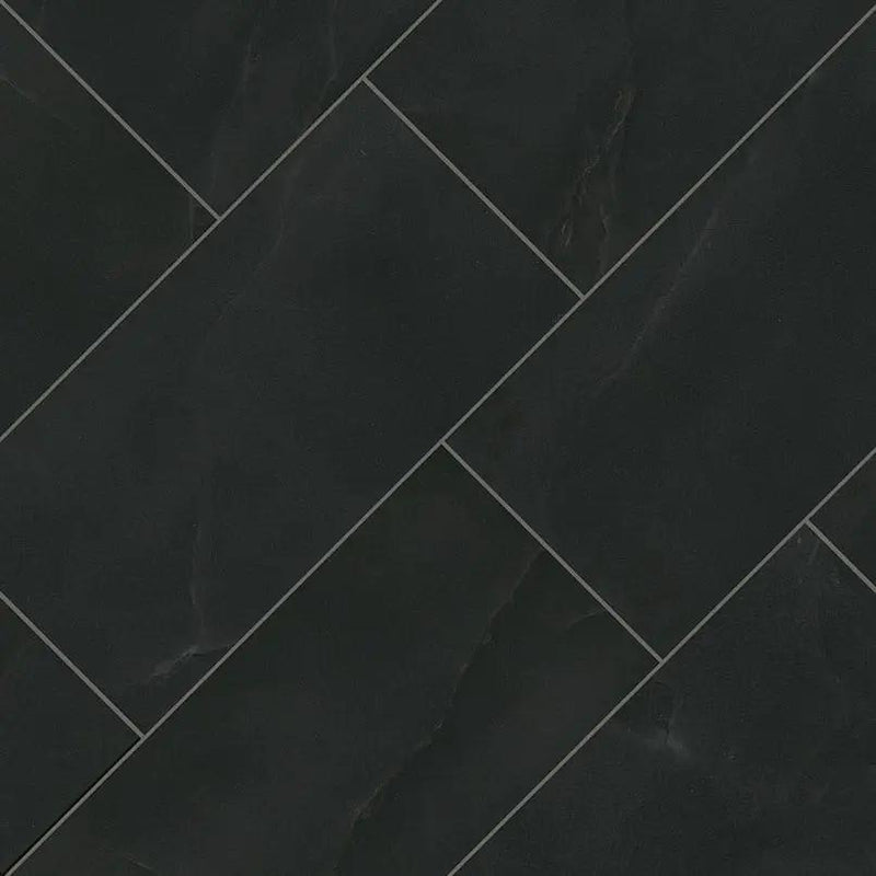 Regallo Midnight Agate Matte Bullnose Porcelain Moldings 3x24 Matte angled view