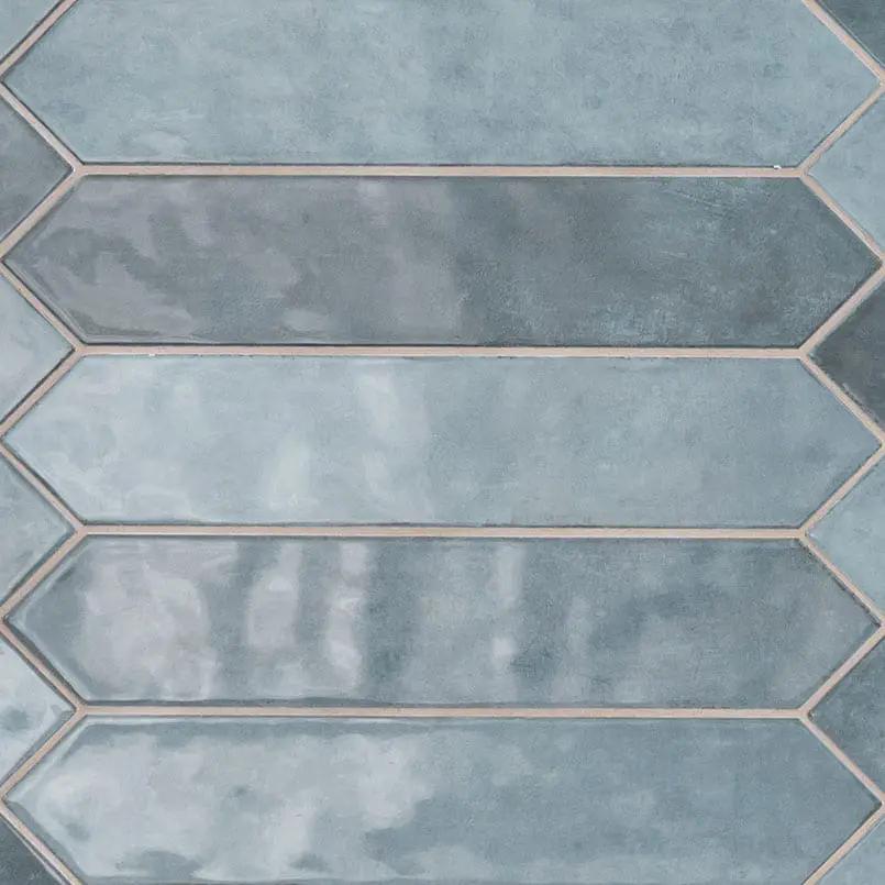 Renzo Denim Ceramic Tile 3x12 Glossy Picket Mosaics 2.5x13 by MSI Surfaces