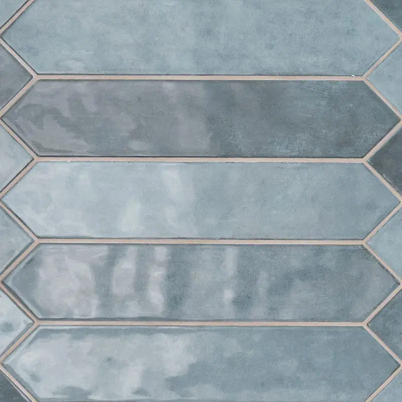 Renzo Denim Ceramic Tile 3x12 Glossy Picket Mosaics 2.5x13 by MSI Surfaces