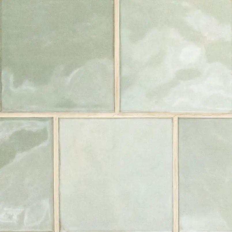 Renzo Jade Ceramic Tile 3x12 Glossy Mosaics 5x5 close up
