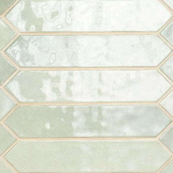 Renzo Jade Ceramic Tile 3x12 Glossy Picket Mosaics 2.5x13