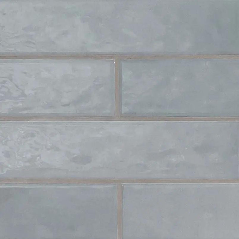 Renzo Sky Ceramic Wall Tile Glossy Mosaics 3x12 close up