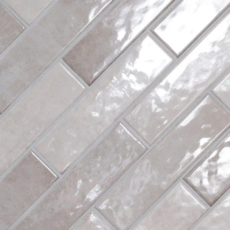 Renzo Sterling 3x12 Tile Glossy Bullnose Ceramic Mosaics angled view
