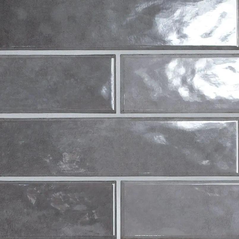 Renzo Storm 3x12 Glossy Ceramic Mosaics close up