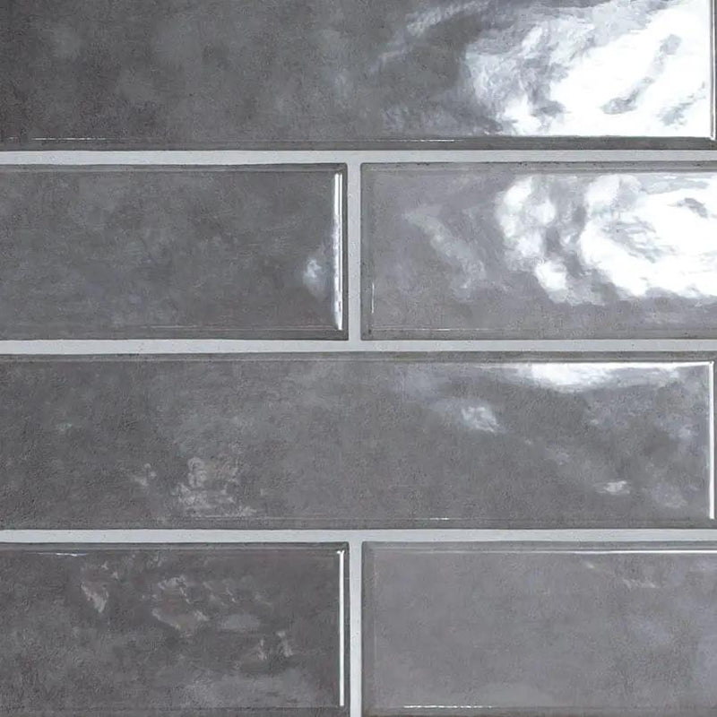 Renzo Storm 3x12 Glossy Ceramic Mosaics close up