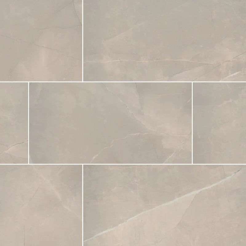 Sande Cream Polished Marble Look Porcelain Tiles 24x48 close up