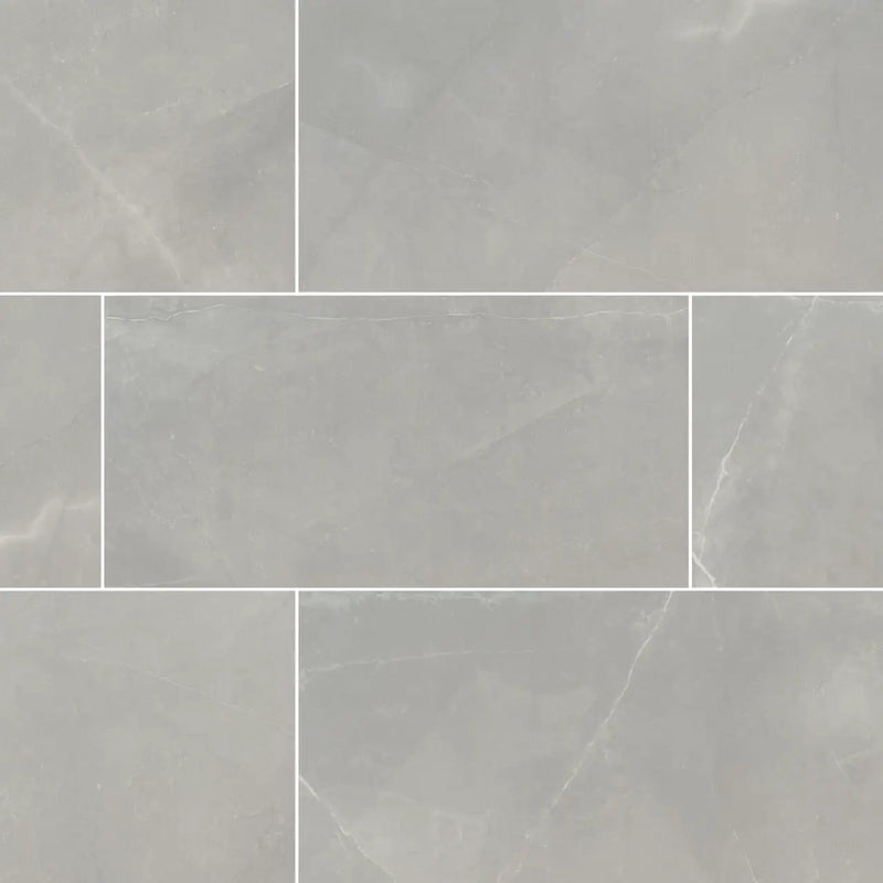 Sande Grey Polished Marble Look Porcelain Tiles 24x24 close up