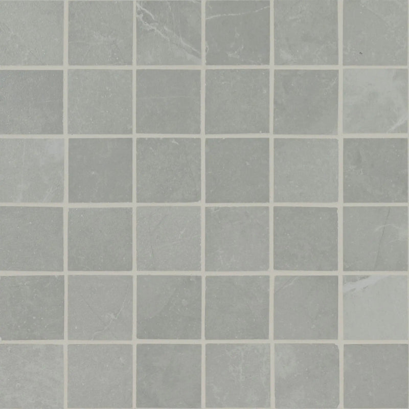 Sande Grey Matte Marble Look Porcelain Mosaics 2x2 close up