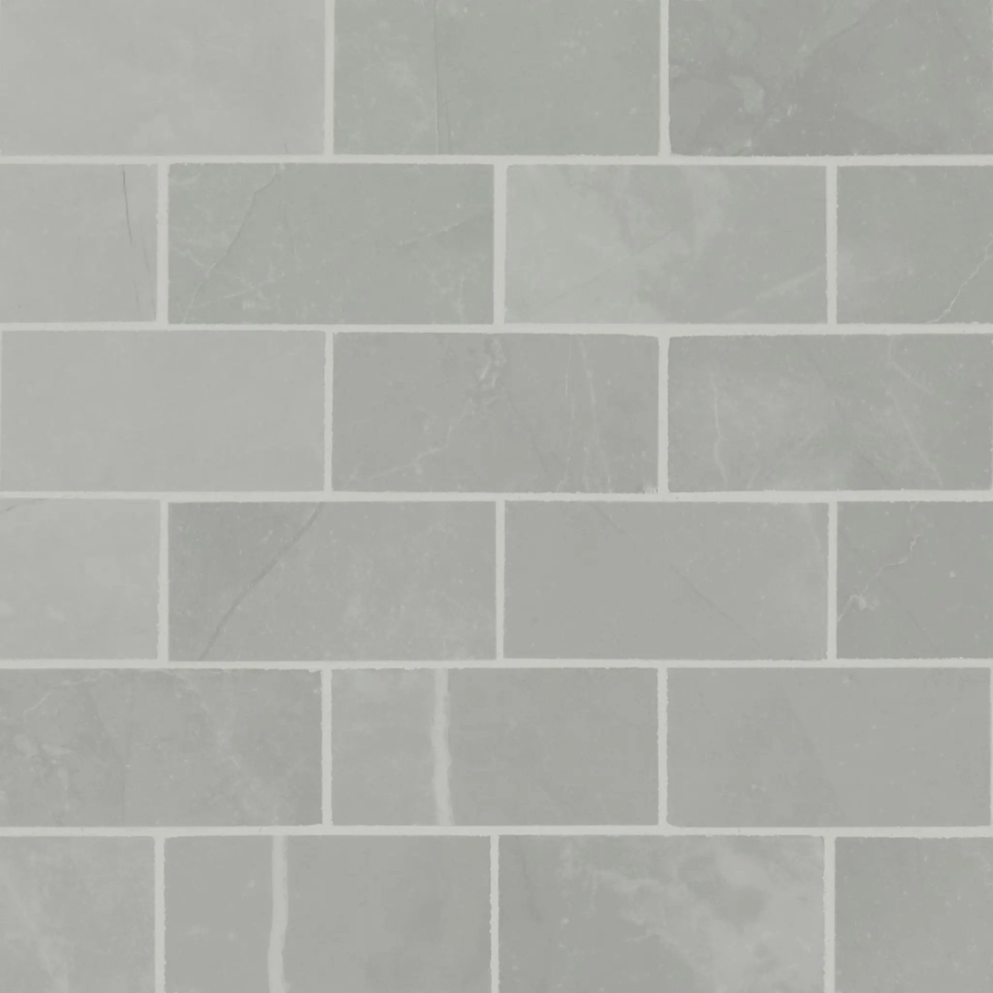 Sande Grey Polished Marble Look Porcelain Mosaics 2x4 close up