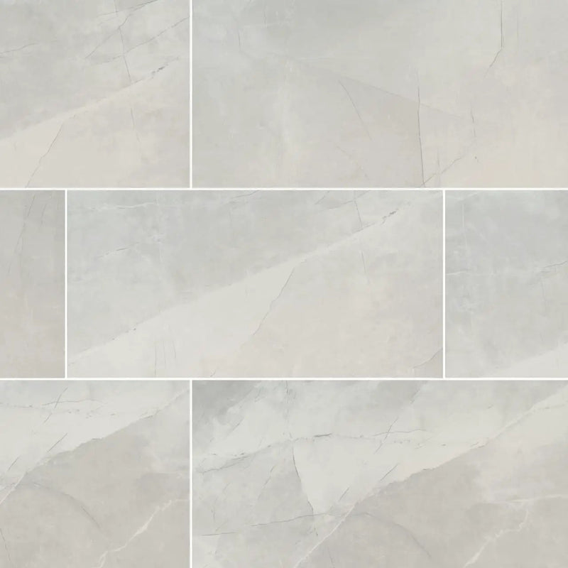 Sande Ivory Polished Marble Look Porcelain Tiles 24x48 close up