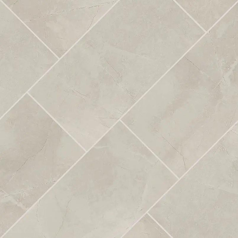 Sande Ivory Polished Marble Look Porcelain Tiles 24x48 angled view