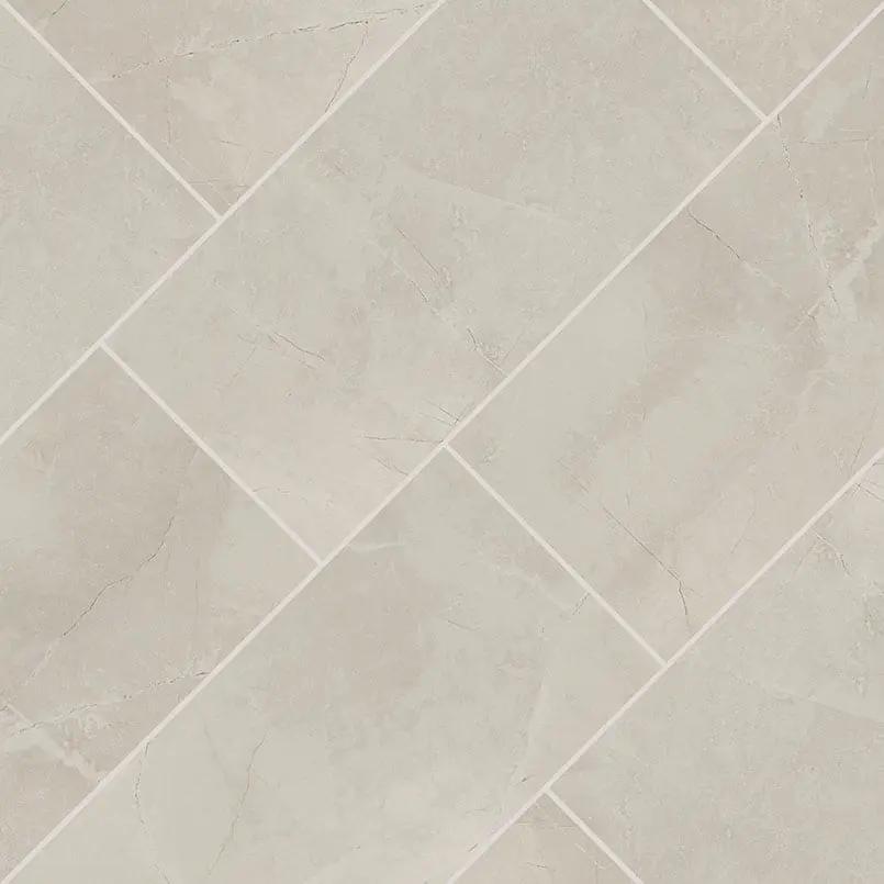 Sande Ivory Matte Bullnose Marble Look Porcelain Moldings 3x18 angled view