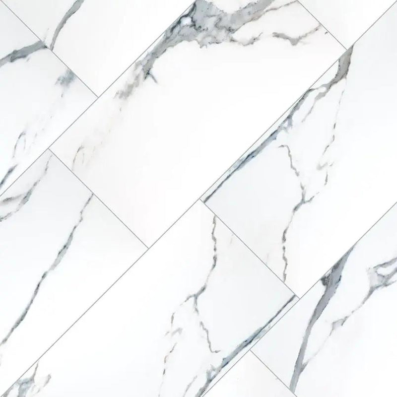Savoy Azula Polished Marble Look Porcelain Tiles 12x24 angled view