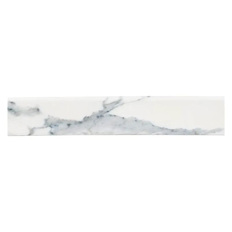 Savoy Azula Matte Bullnose Marble Look Porcelain Moldings 3x24 close up