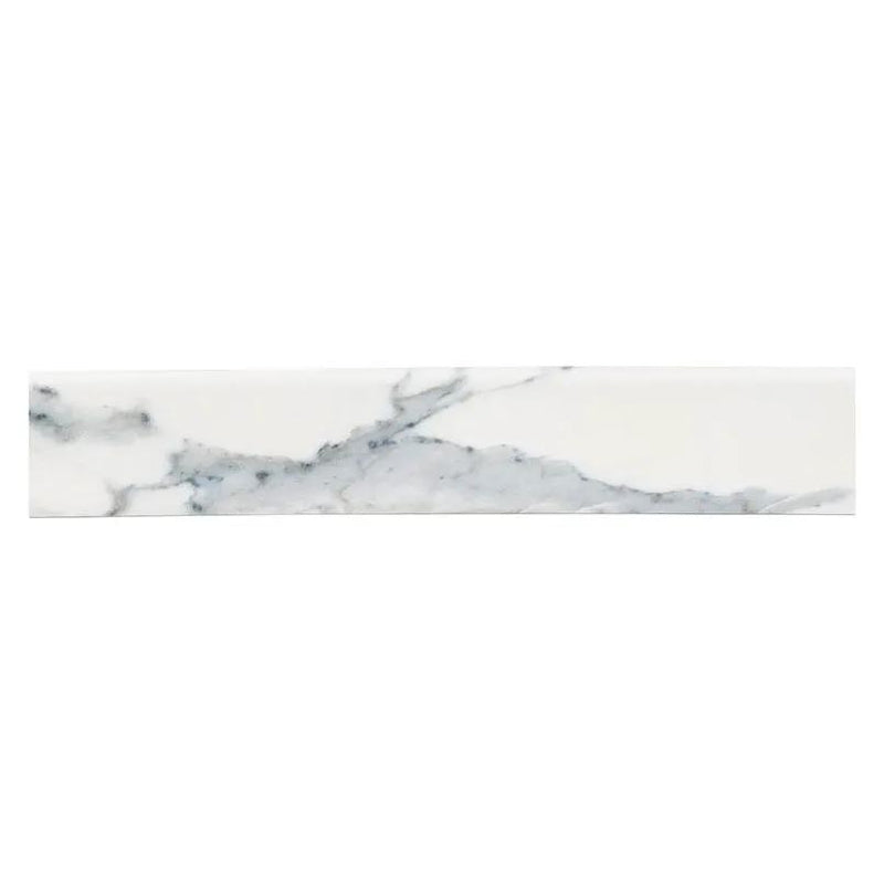 Savoy Azula Matte Bullnose Marble Look Porcelain Moldings 3x24 close up