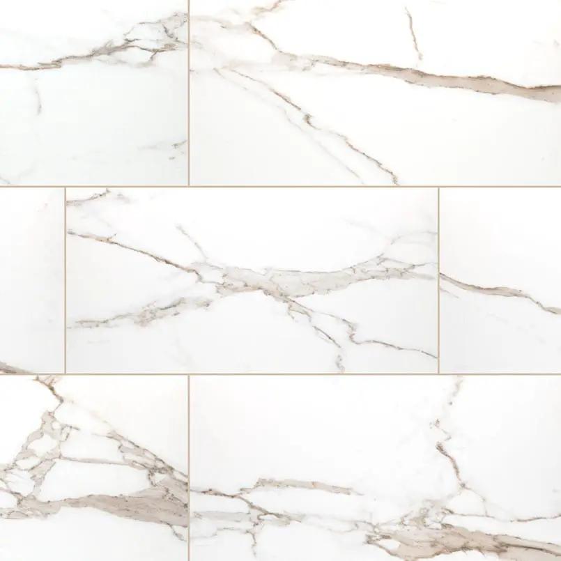 Savoy Crema Polished Marble Look Porcelain Tiles 12x24 close up