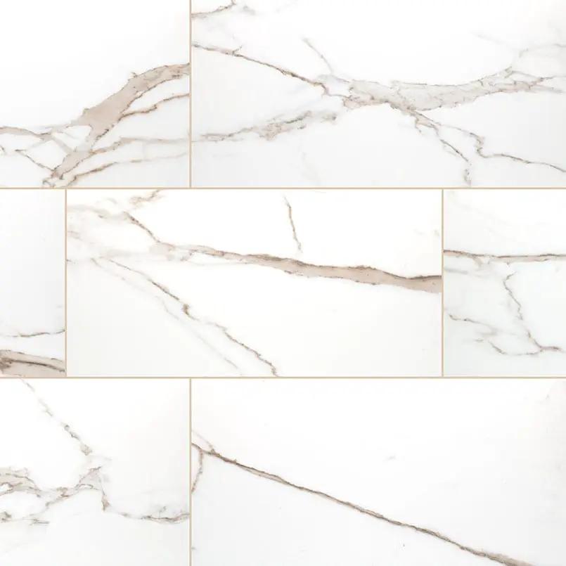 Savoy Crema Polished Marble Look Porcelain Tiles 24x48 close up