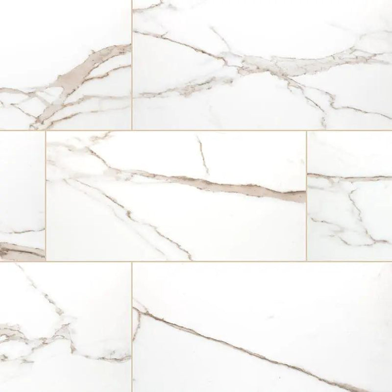 Savoy Crema Polished Marble Look Porcelain Tiles 24x48 close up