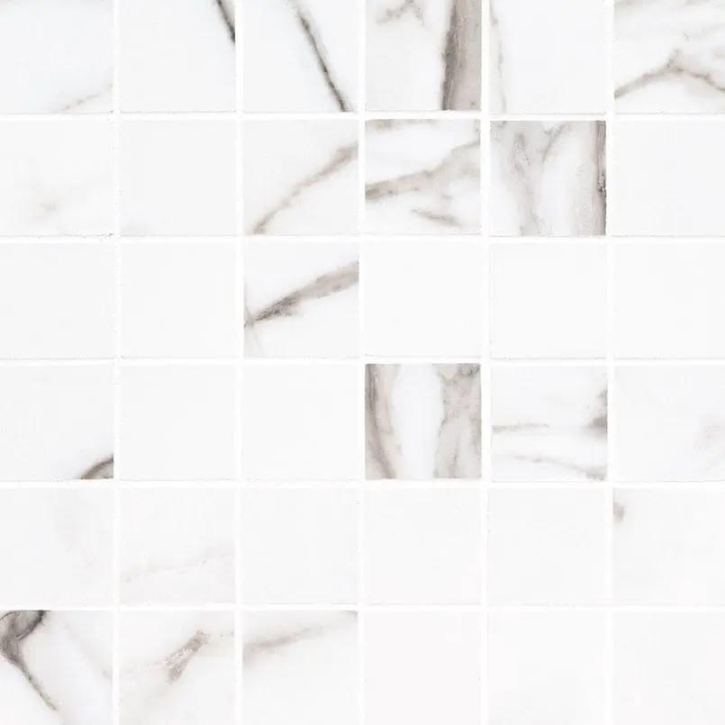 Savoy Crema Matte Marble Look Porcelain Mosaics 2x2 close up