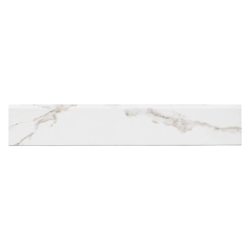 Savoy Crema Matte Bullnose Marble Look Porcelain Moldings 3x24 close up