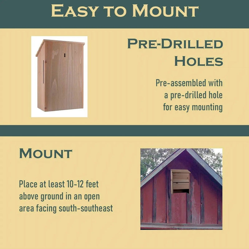 Outdoor Solid Cedar Wood Bat House - Holds up to 75 Bats by HomePacific