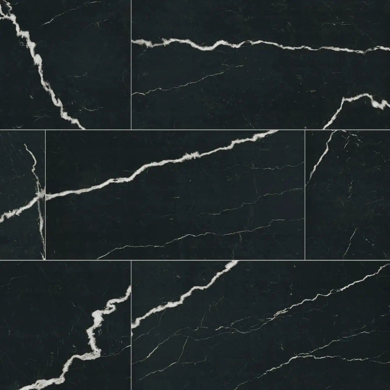 Exotika Soho Noir Polished Marble Look Porcelain Tiles 24x48 close up