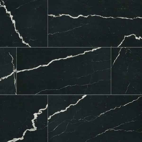 Exotika Soho Noir Polished Marble Look Porcelain Tiles 24x48