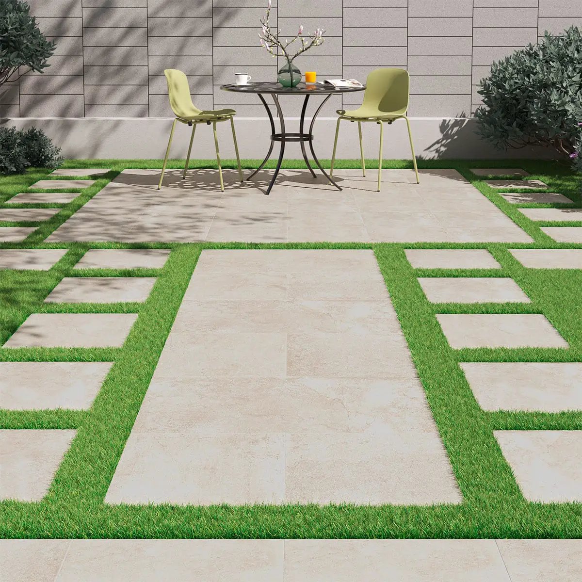 Soreno Ivory Matte Porcelain Tiles 24x24 in a finished room