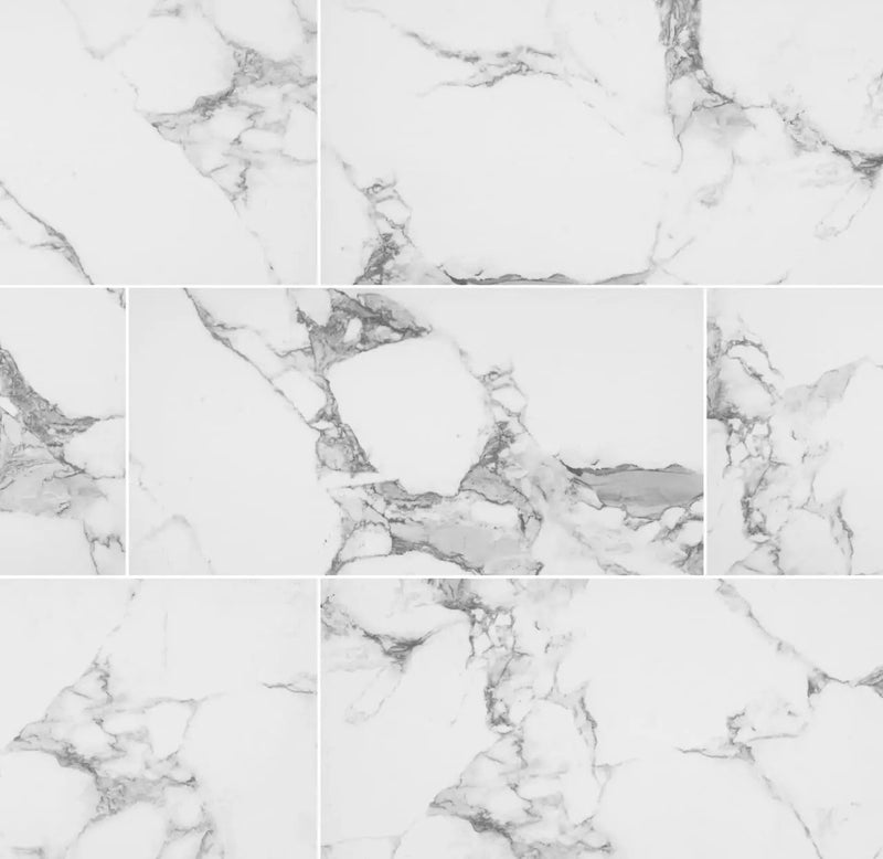 Pietra Statuario Matte Marble Look Porcelain Mosaics 2x2 0.37 inch close up