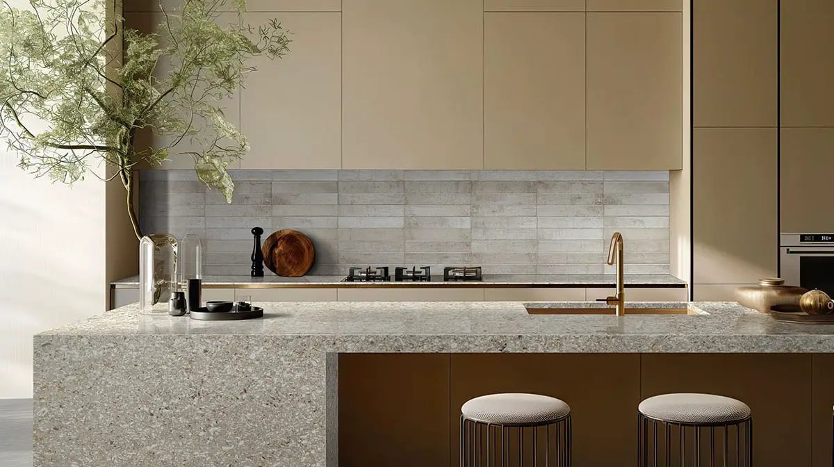 Stella Biscotti 2x10 Glossy Ceramic Mosaics in a finished room