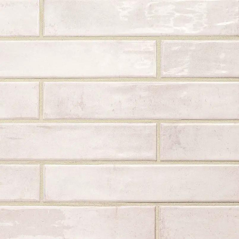 Stella Blush 2x10 Glossy Ceramic Mosaics close up