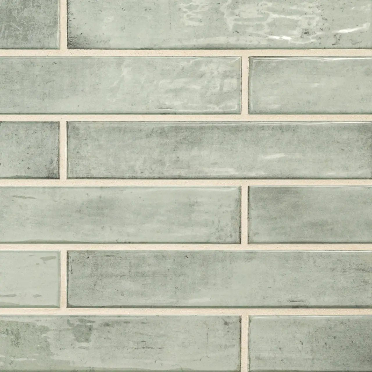 Stella Emerald 2x10 Glossy Ceramic Mosaics close up