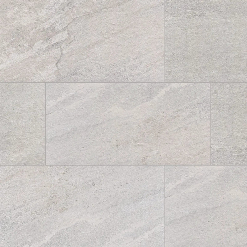 Traktion Stowe Silver Dune Matte Slate Look Porcelain Tiles 15x30 close up