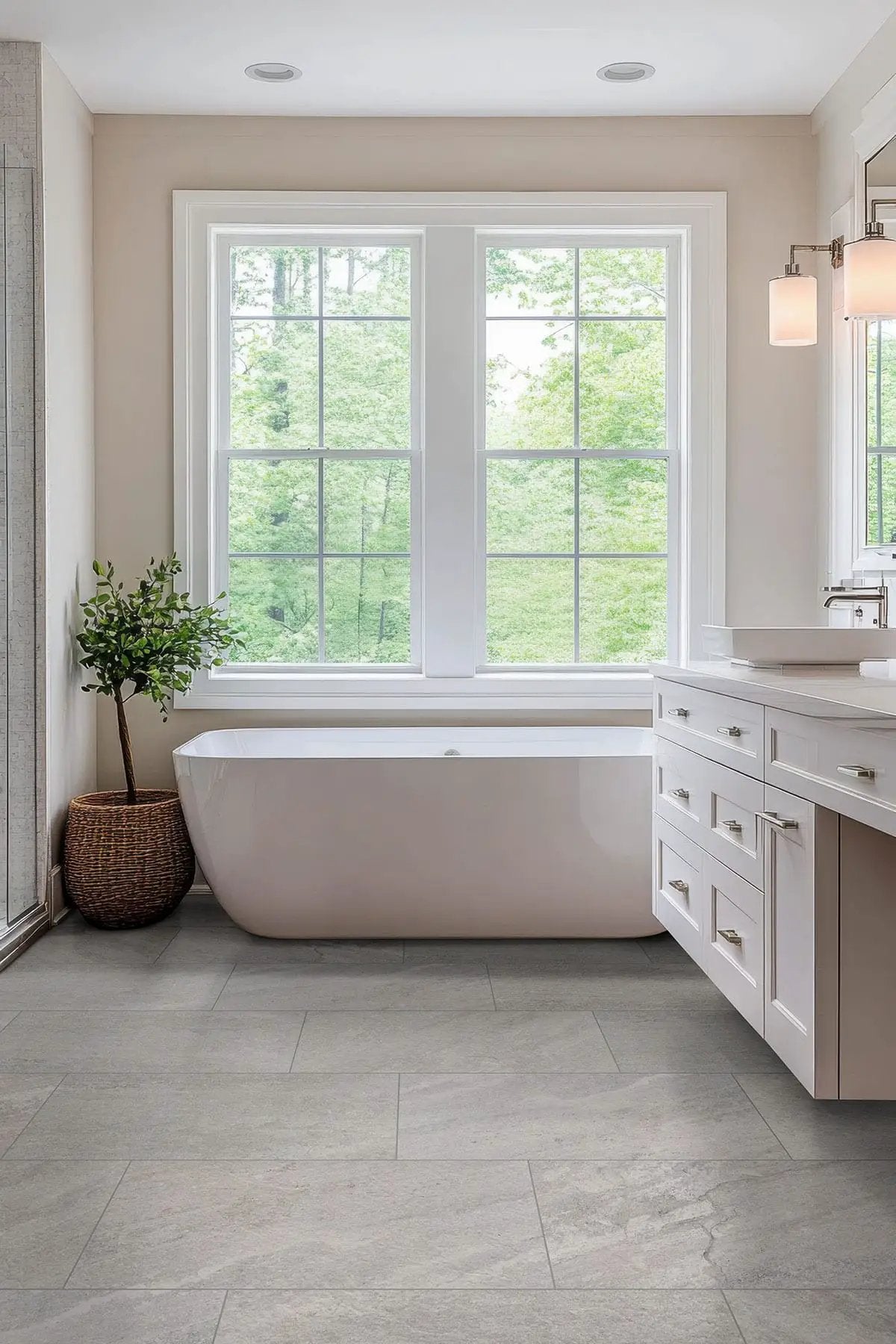 Traktion Stowe Silver Dune Matte Slate Look Porcelain Tiles 15x30 in a finished room