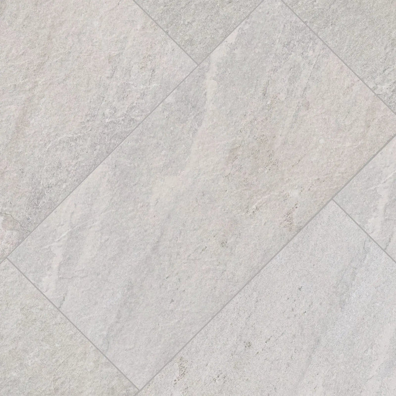 Traktion Stowe Silver Dune Matte Slate Look Porcelain Mosaics 2x2 angled view
