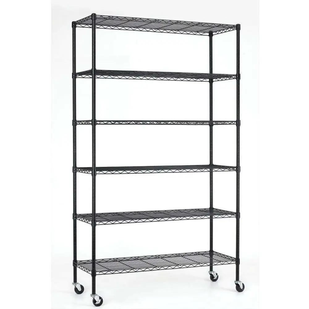 Heavy Duty 6-Shelf Adjustable Metal Shelving Rack with Casters by HomePacific